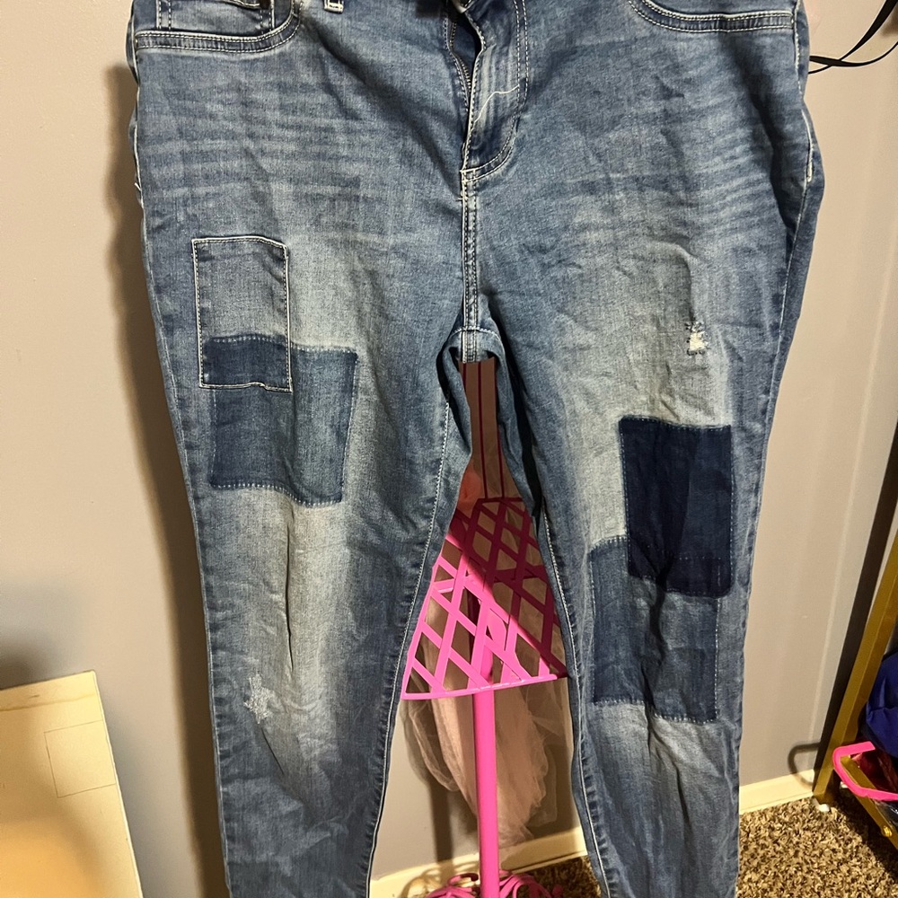 Women patchwork denim jeans